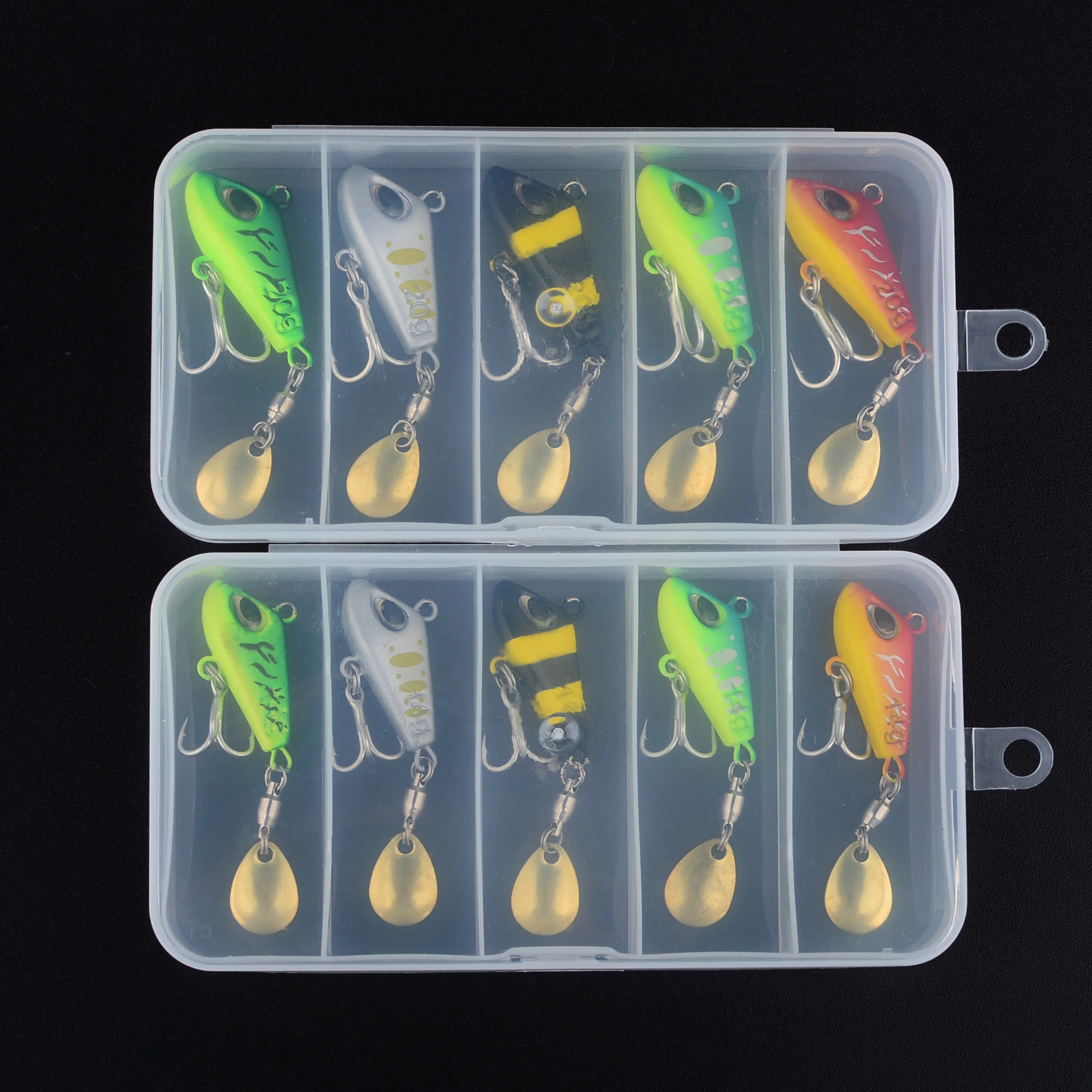 5 unids/caja Señuelos de Pesca VIB Spinners cebo para lubina de agua salada Señuelos pesca Spinner plantilla de pesca Crankbait con ganchos - imagen 4
