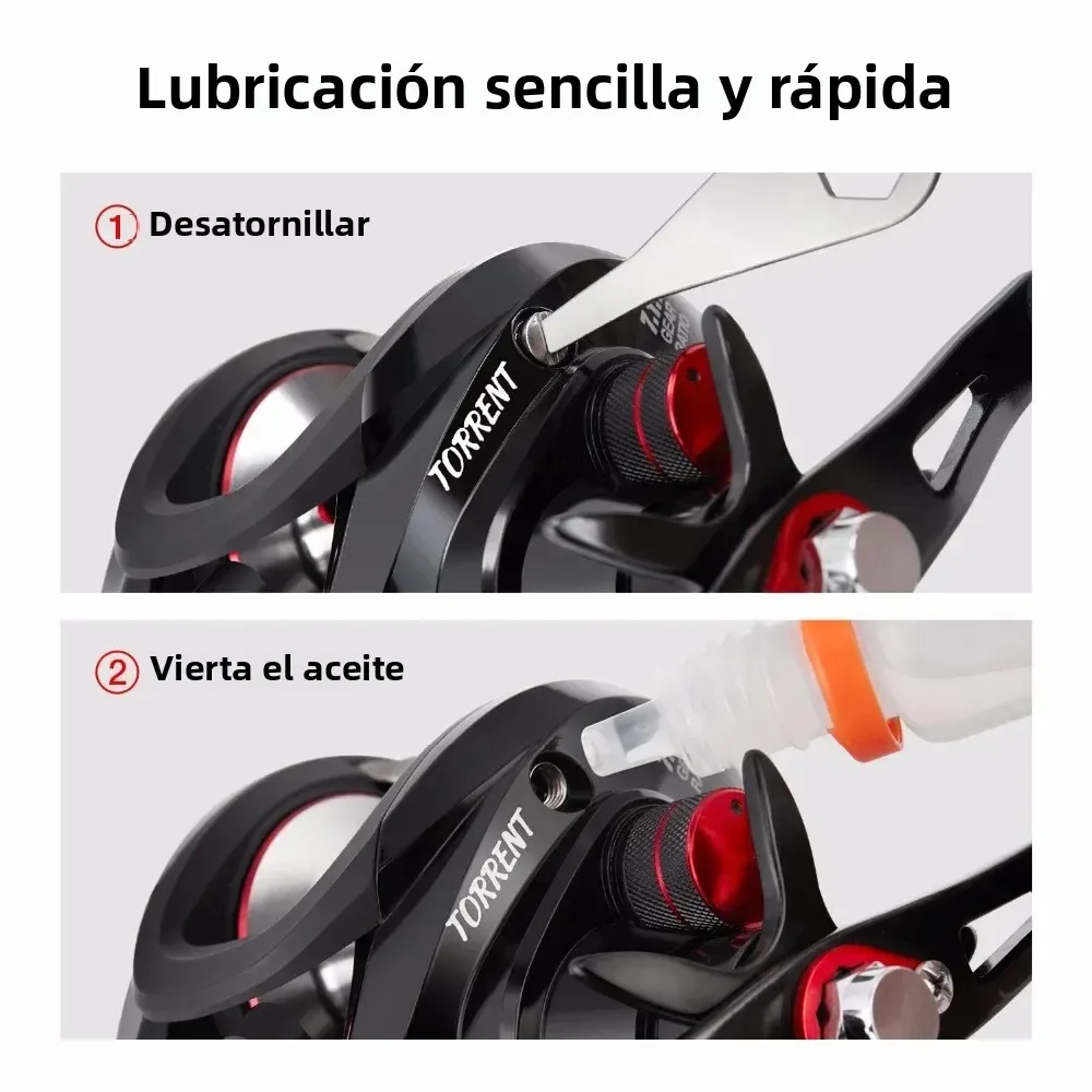 Carrete de pesca Piscifun Torrent Baitcasting 8,1 kg arrastre de carbono 7,1:1/5,3: 1 sistema de freno magnético carrete de pesca de agua dulce diseño de perfil bajo - imagen 5
