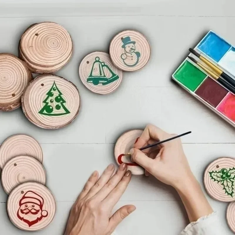 10 Uds. De madera redonda Natural en rodajas, decoración del hogar, decoraciones para fiesta de boda, adornos navideños, tapete aislante para taza de té, manualidades DIY