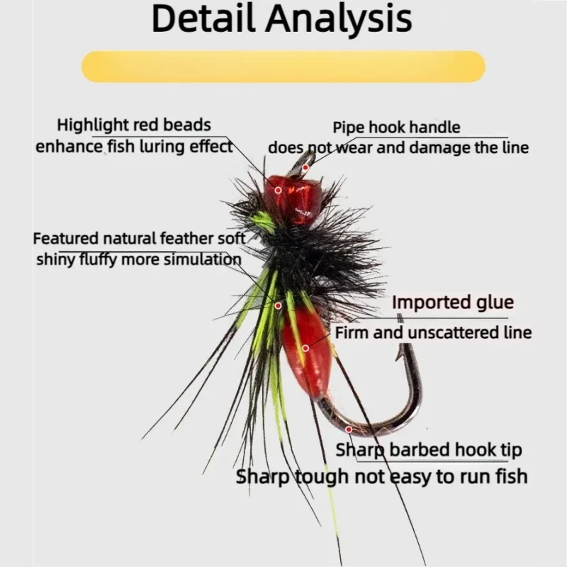 Wondersee, 5 uds. Por juego, aparejo Texas con flotador de hundimiento lento, ayuda para lanzar insectos, mosca Nano, cebo de pesca con mosca, cuchara giratoria lista para usar - imagen 2