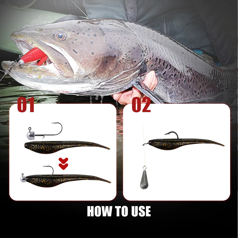 THORFORCE-Señuelos de pesca blandos, cebo Swimbait con cola dividida, flotante, TPR, silicona Artificial, tiro de gota, cebo suave Topwater - imagen 3