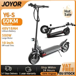 Patinete eléctrico JOYOR Y6-S para adultos, Motor de 500W, batería de 48V18Ah, 25 km/h, neumático todoterreno de 10 pulgadas, patinete eléctrico plegable de carga máxima de 120KG