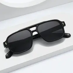 Gafas de sol cuadradas de doble puente para hombre, gafas de sol clásicas con protección UV400, remaches, gafas de sol informales para conducir, gafas de sol para pescar