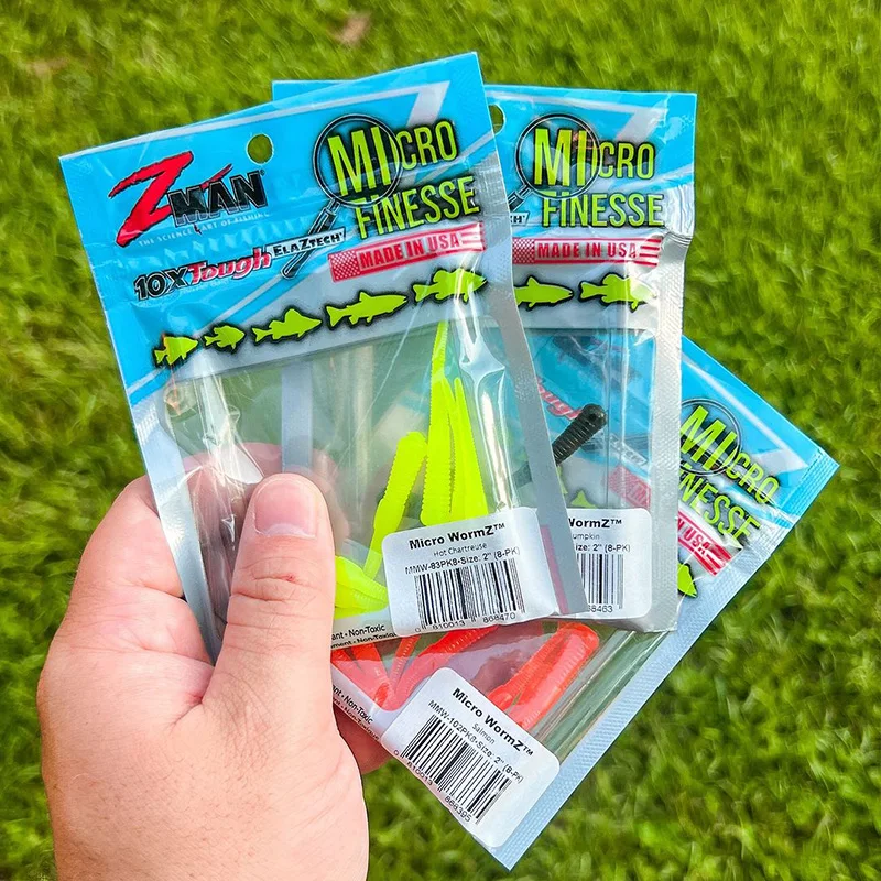 Zman's-señuelo de Mini gusano fino de 2 pulgadas, Micro gusano, señuelo suave, flotante, resistente a mordeduras de agua, gancho con cabeza de plomo - imagen 2