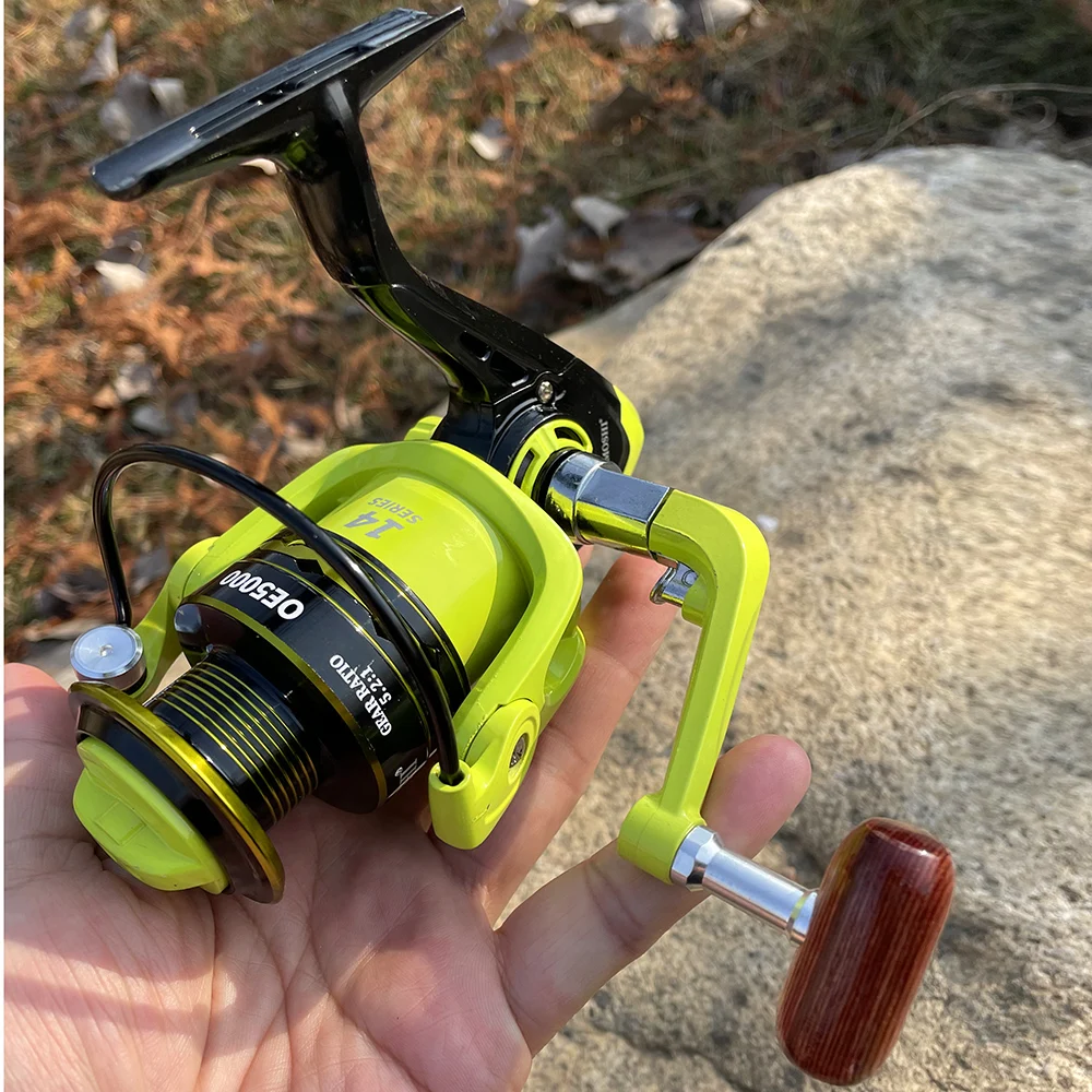 Carrete giratorio de pesca, bobina de 12kg, agarre de madera, accesorios de lubina con alarma de pescado, 2000, 3000, 4000, 5000, 6000, 7000 - imagen 5