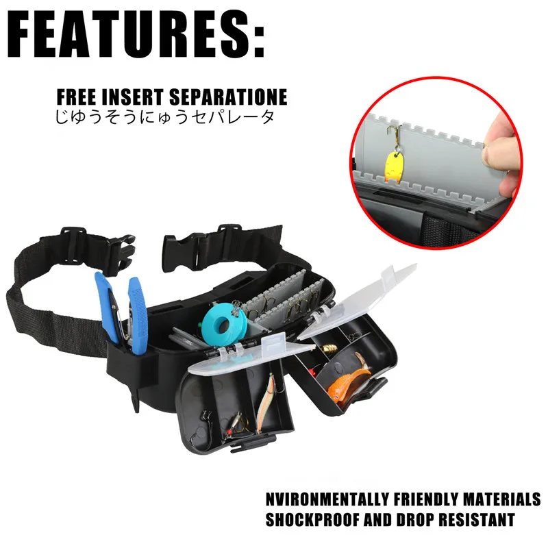 Caja de pesca con cinturón para actividades de pesca al aire libre, caja de equipo de pesca, caja de almacenamiento de accesorios de pesca, almacenamiento multifuncional - imagen 5