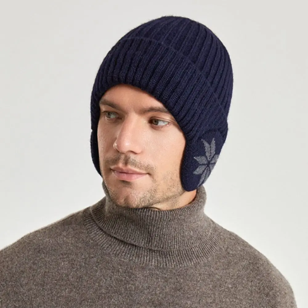 Gorro informal de punto con copo de nieve suave, gorros gruesos a prueba de viento, gorro con protección para los oídos para mantener el calor, ciclismo al aire libre - imagen 4