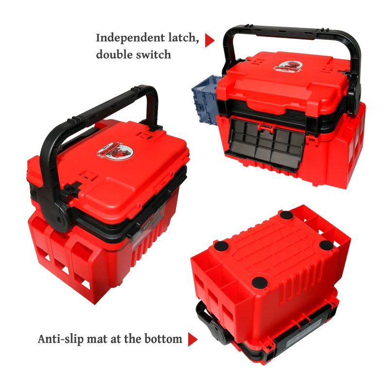 Caja de herramientas de pesca, caja de cebo de plástico multifunción, contenedor de aparejos de pescador, organizador de almacenamiento de accesorios, artículos marinos para pesca - imagen 4