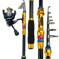 Combo Caña y Carrete Telescópico de Carbono para Pesca Marina – Viaje