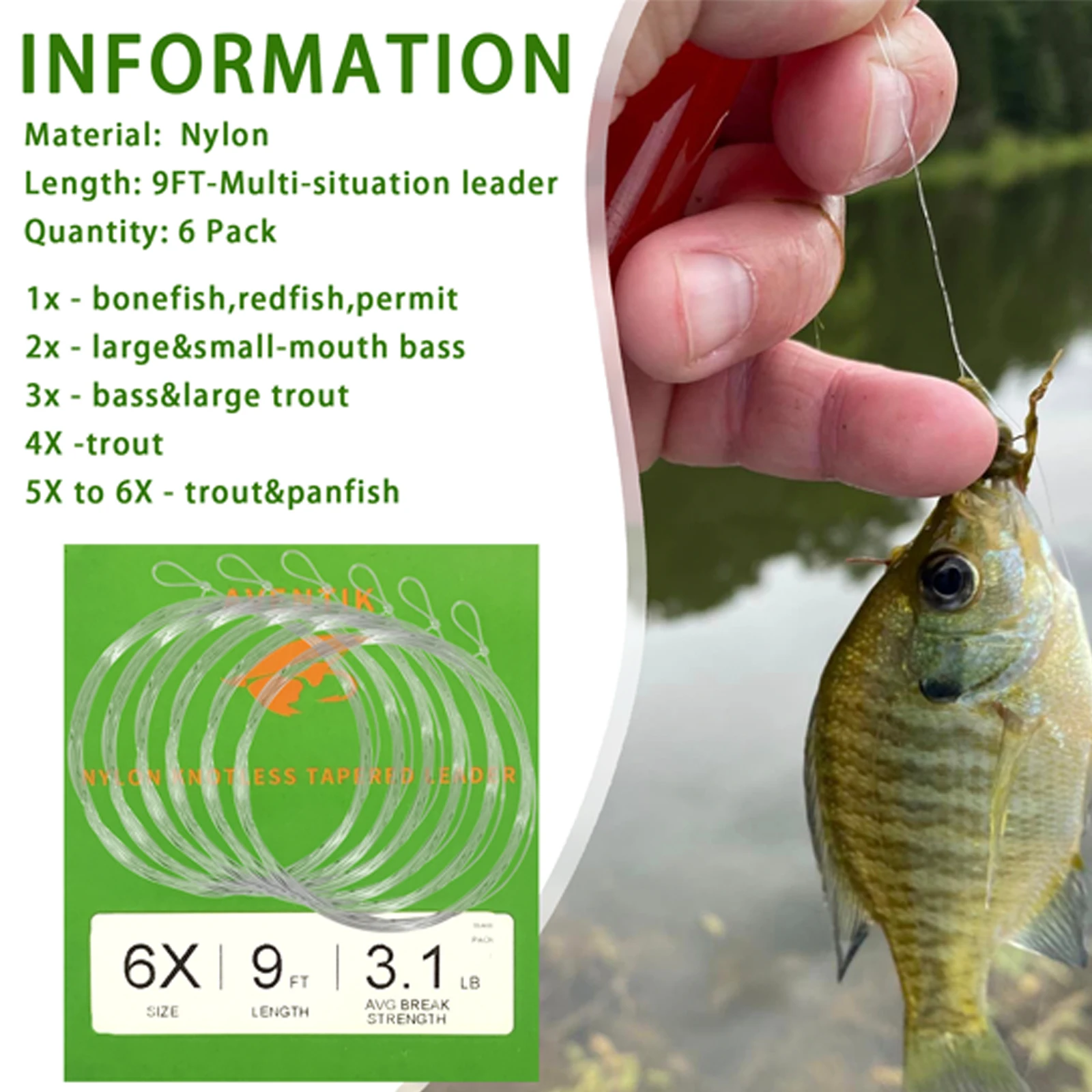 Líder cónico de pesca con mosca, línea de mosca preatada, bucle cónico, líder de pesca con mosca, 6 paquetes, 9 pies/7,6 pies - imagen 4