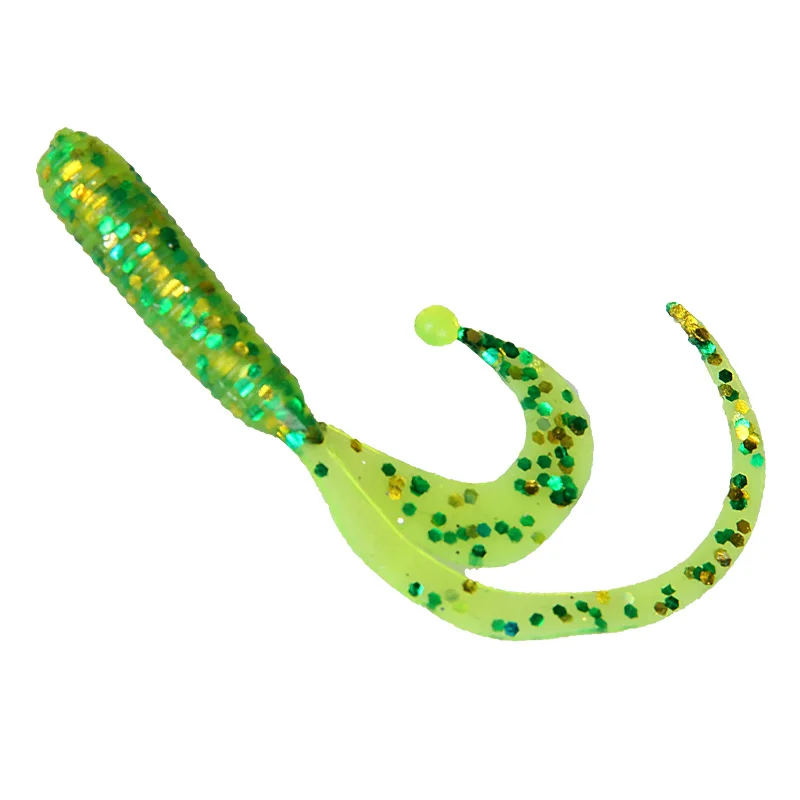 ARDEA-señuelo de gusano suave, 70mm/1g, 10 piezas, de silicona, Artificial, espiral, cola de elfo, Tridente, aparejos de pesca Isca - imagen 5