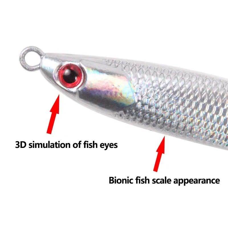 Plantilla de Metal de hundimiento lento, anzuelo de pesca plano, señuelo Artificial de fundición larga, de papel láser japonés, brillante, para agua salada - imagen 5