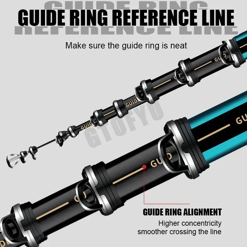 Cañas de pescar de 2,7 m-7,2 m, caña de pescar telescópica ultraligera de carbono de 60T alto para Surfcasting, caña de pescar giratoria en roca, pesca en el mar en la costa, agua dulce - imagen 5