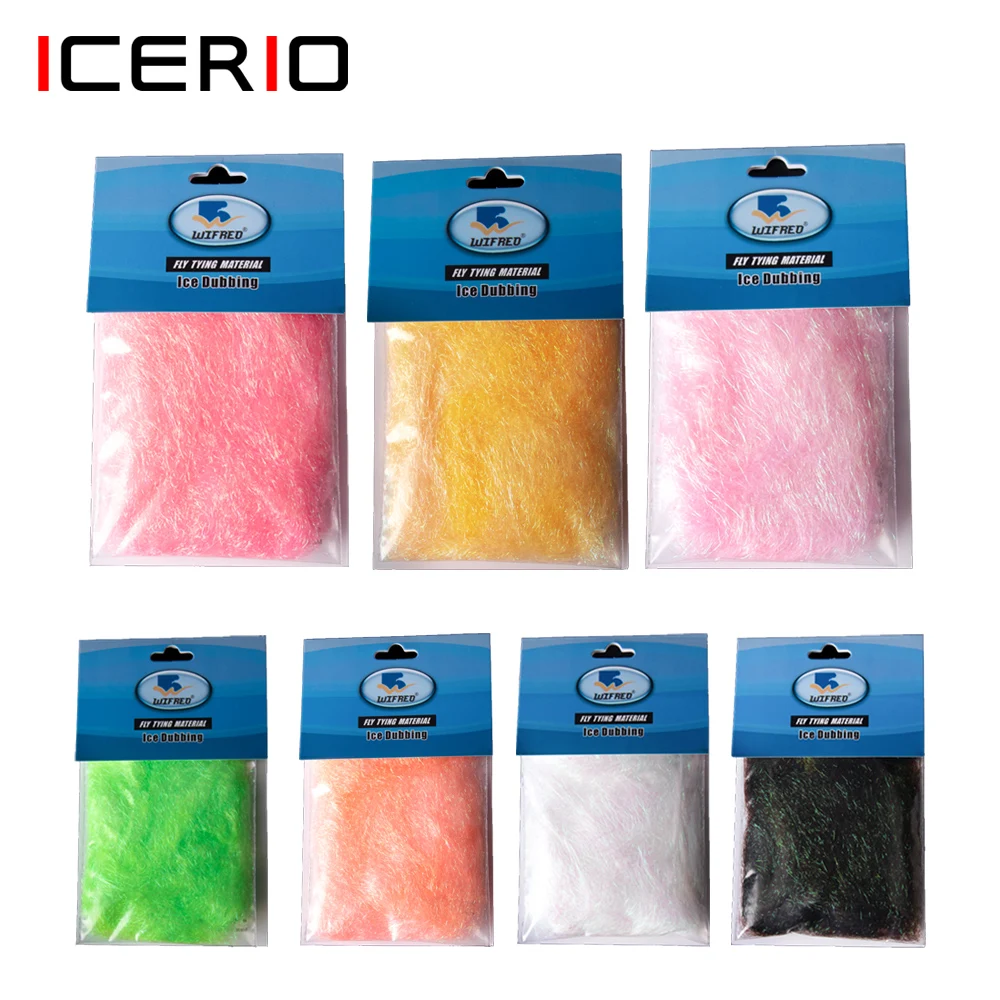 ICERIO-Material de atado de moscas, ondulación, dobladillo de hielo, fibra sintética para camarones, Scud, ninfa, cuerpos, colas de ala para trucha, fabricación de moscas