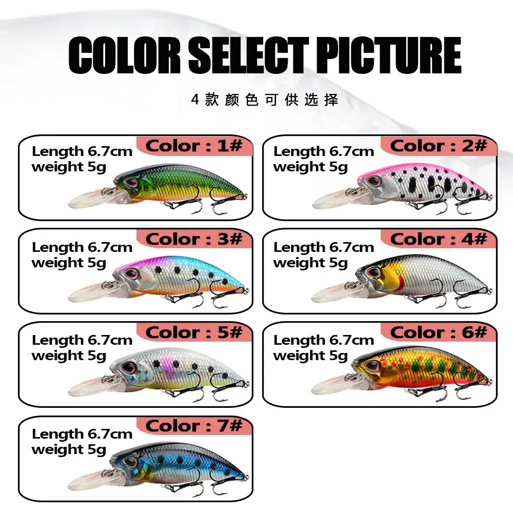 Minnow Wobblers de hundimiento Mini, Señuelos de Pesca de 6,7 cm 5g, cebo duro de plástico Artificial para trucha, aparejos de pesca de lubina - imagen 4