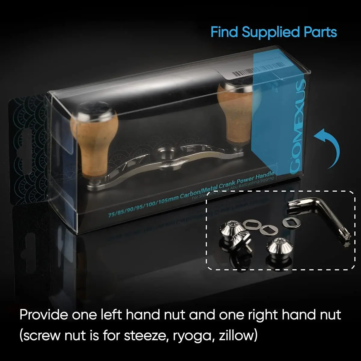 Manivela eléctrica GOMEXUS con perilla de corcho de 27mm para pesca Shimano13, carretes de pesca Daiwa Abu Garcia Lew's Okuma Baitcasting de 100mm - imagen 5