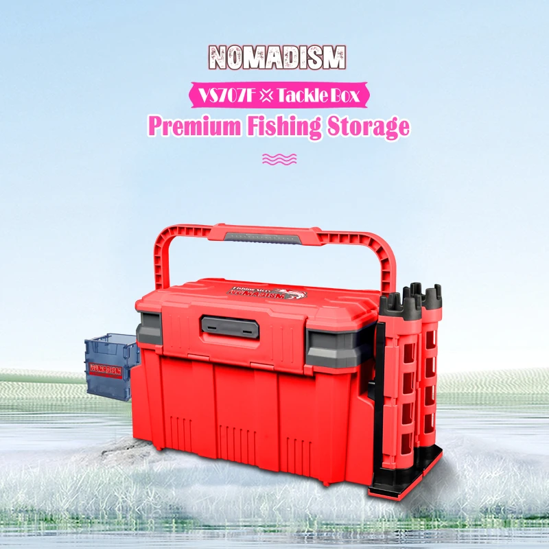 Caja grande de aparejos de pesca, soporte multifunción de 19,5 L de capacidad, soporte para caña, portavasos, caja de almacenamiento con mango de plástico, suministros de pesca - imagen 4