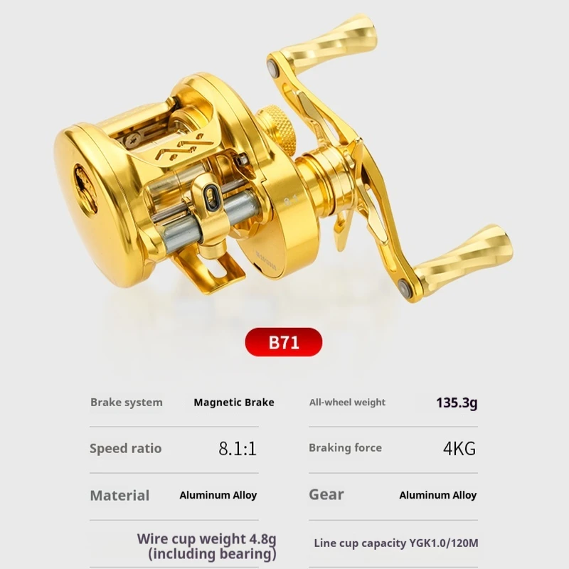 Carrete de baitcasting Longze B71 8,1 – Freno magnético, 13 rodamientos - imagen 5