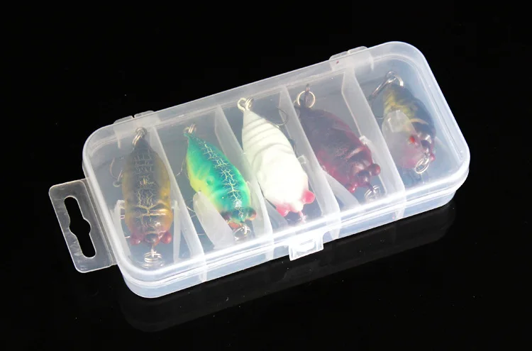 Señuelo de pesca de 5cm y 6,5g, cebo Artificial de simulación de Cicada, cebos duros de superficie Popper, 5 piezas - imagen 4