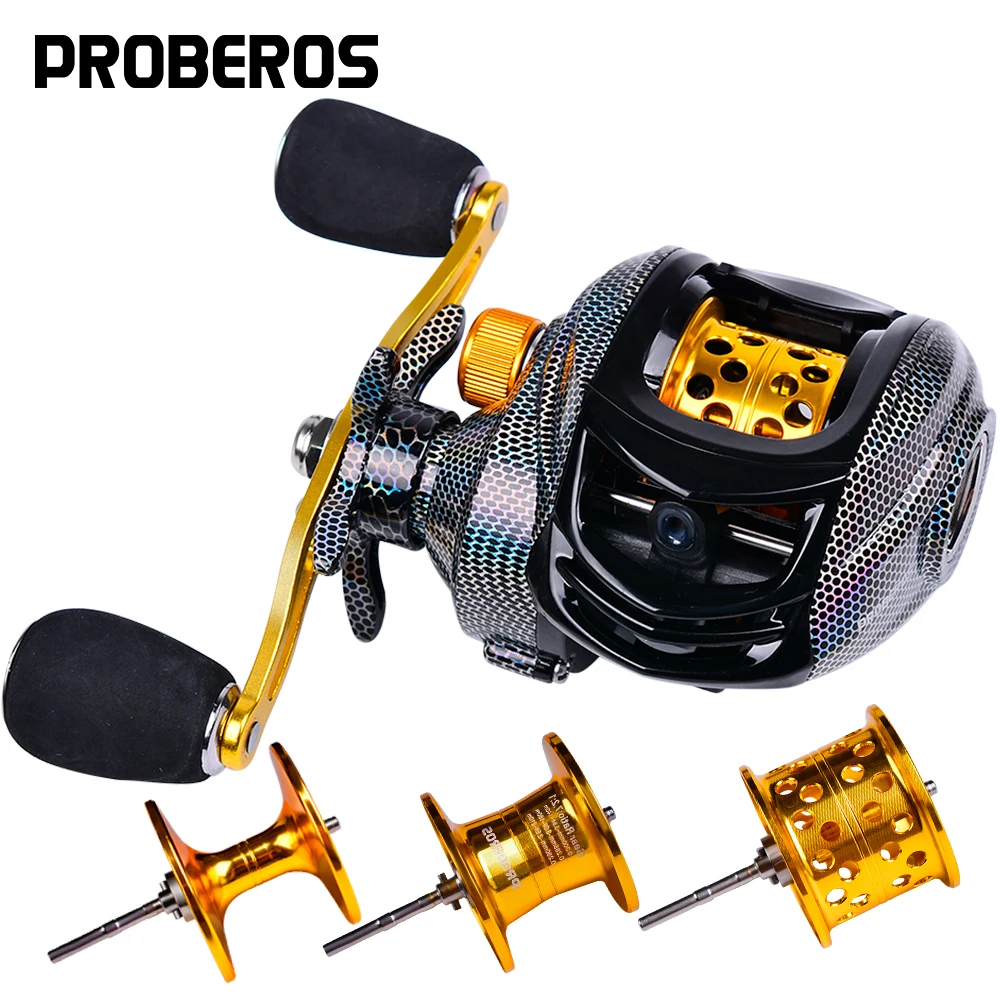 PROBEROS Carrete de Baitcasting ultraligero 184g 11+1 7.3:1 Relación HS Diseño ergonómico, Sistema de frenos magnéticos, Carretes Agua de mar