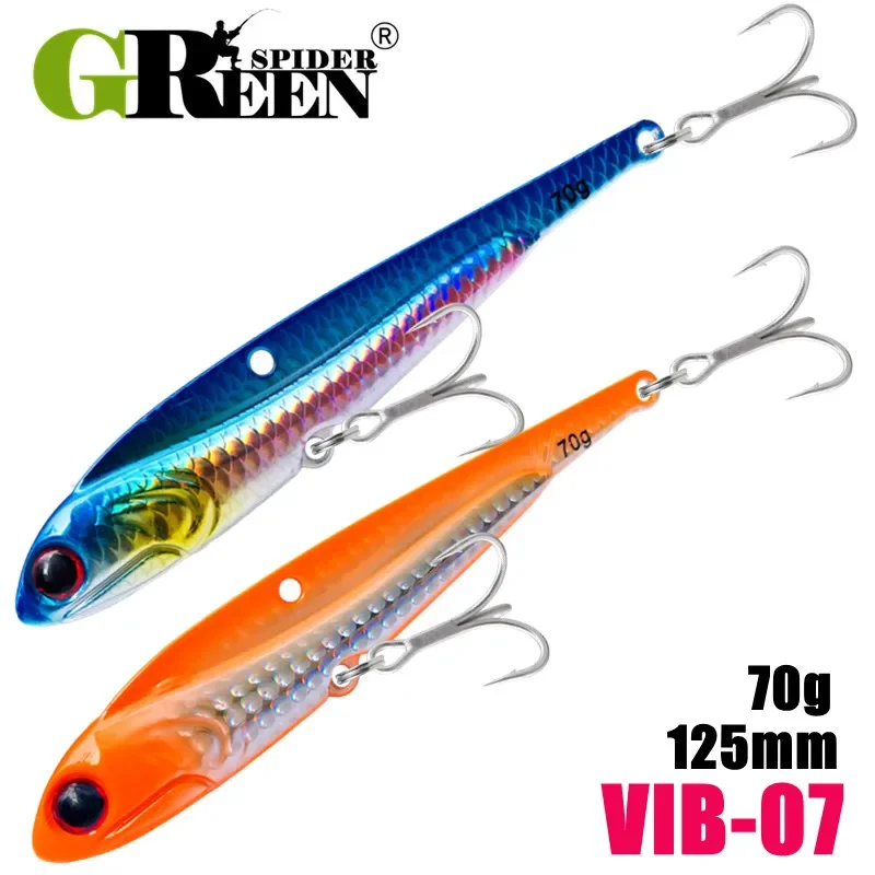 GREENSPIDER-señuelos VIB para Pesca en el mar, 125mm, 70g, sonajero, vibración que se hunde, láser de alta calidad, Pesca, lubina, atún, aparejos de pesca azul