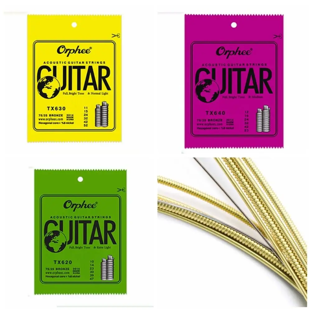 1 Juego de cuerdas de guitarra acústica TX620 /TX630 /TX640 Orphee 010/011/012 8% Níquel cuerdas de guitarra súper ligeras núcleo Hexagonal - imagen 2