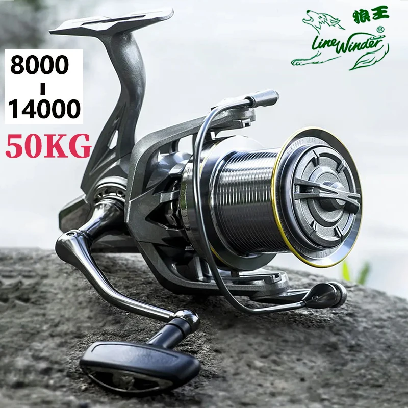 Carrete de pesca giratorio grande de 50KG 14000-8000 9000 10000 12000 carrete giratorio pflueger para pesca en aguas profundas - imagen 4