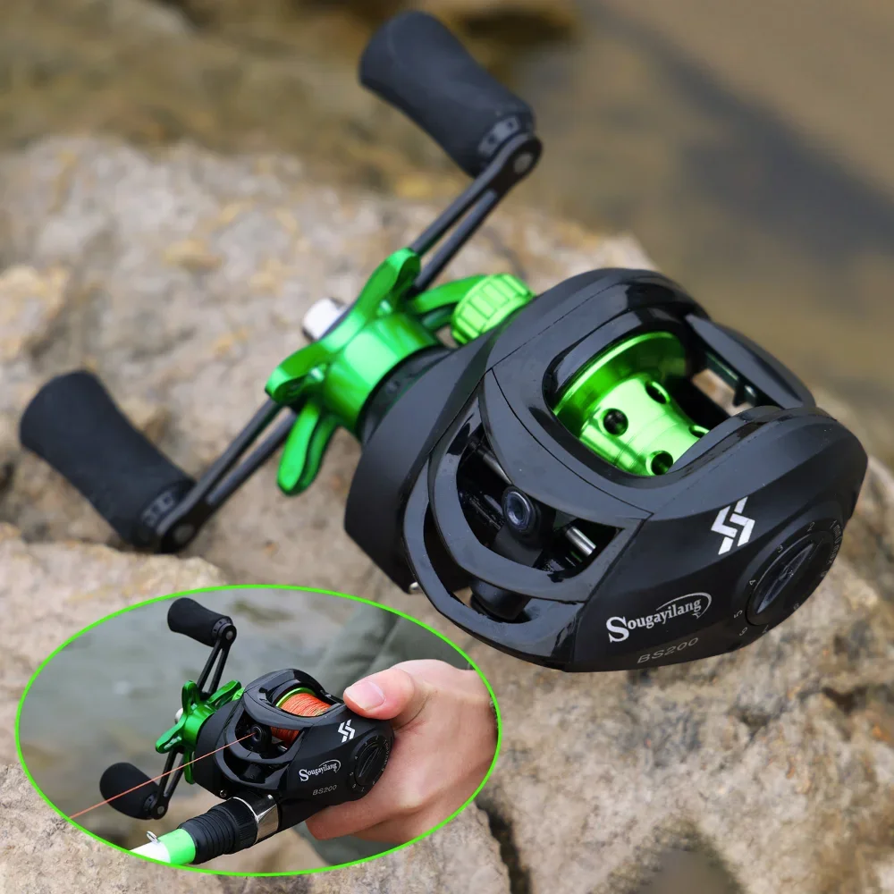 Carretes de Baitcasting Sougayilang, carretes de relación de engranaje 7,2: 1, carrete de Metal de arrastre máximo de 10kg, carrete de Pesca de carpa de agua dulce - imagen 5