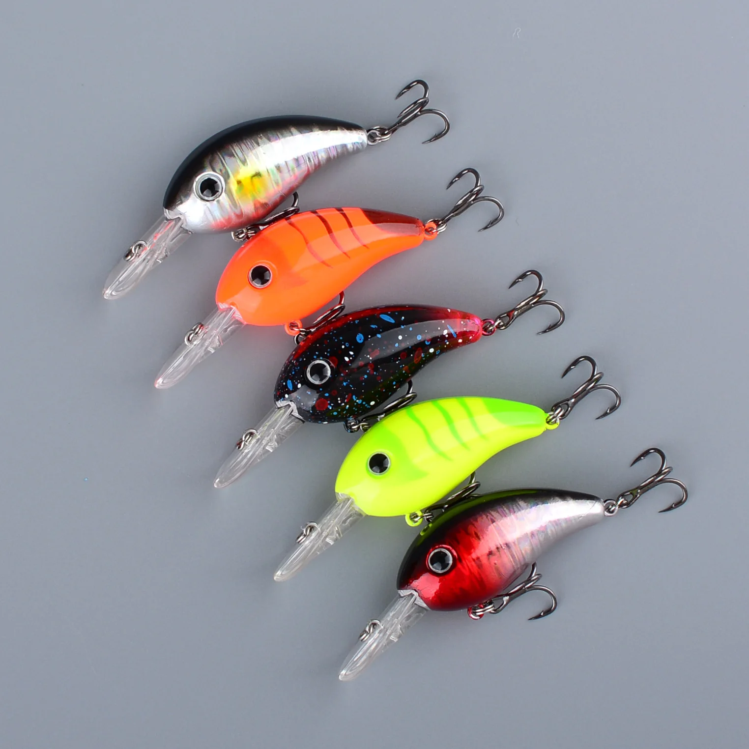 5 uds Señuelos de Pesca cebo de manivela realista cebos duros Crankbait de plástico Artificial Wobblers aparejos de pesca - imagen 4