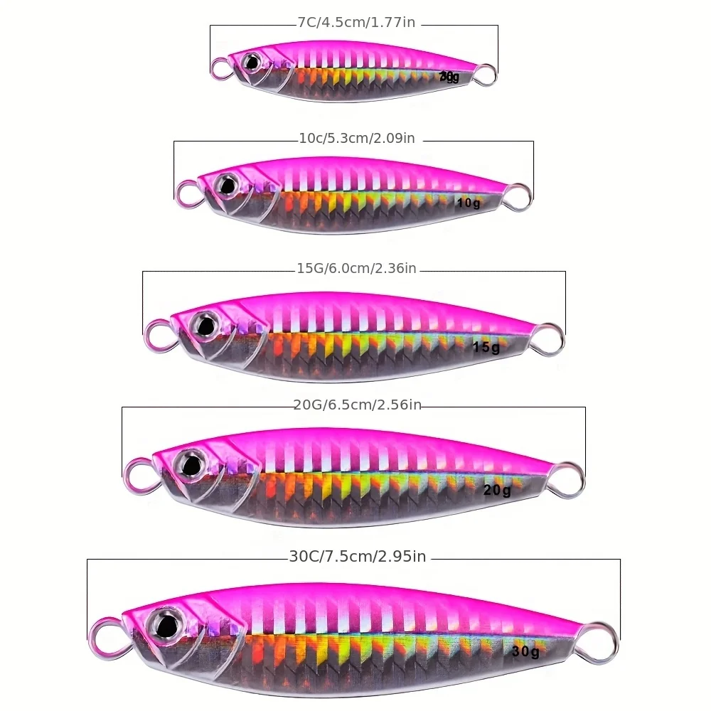 PROBEROS-señuelo de jigging, plantilla de fundición de Metal, 7g/10g/15g/20g/30g, plantilla de simulación de Metal de vibración lenta, señuelo falso, 5 uds. - imagen 3
