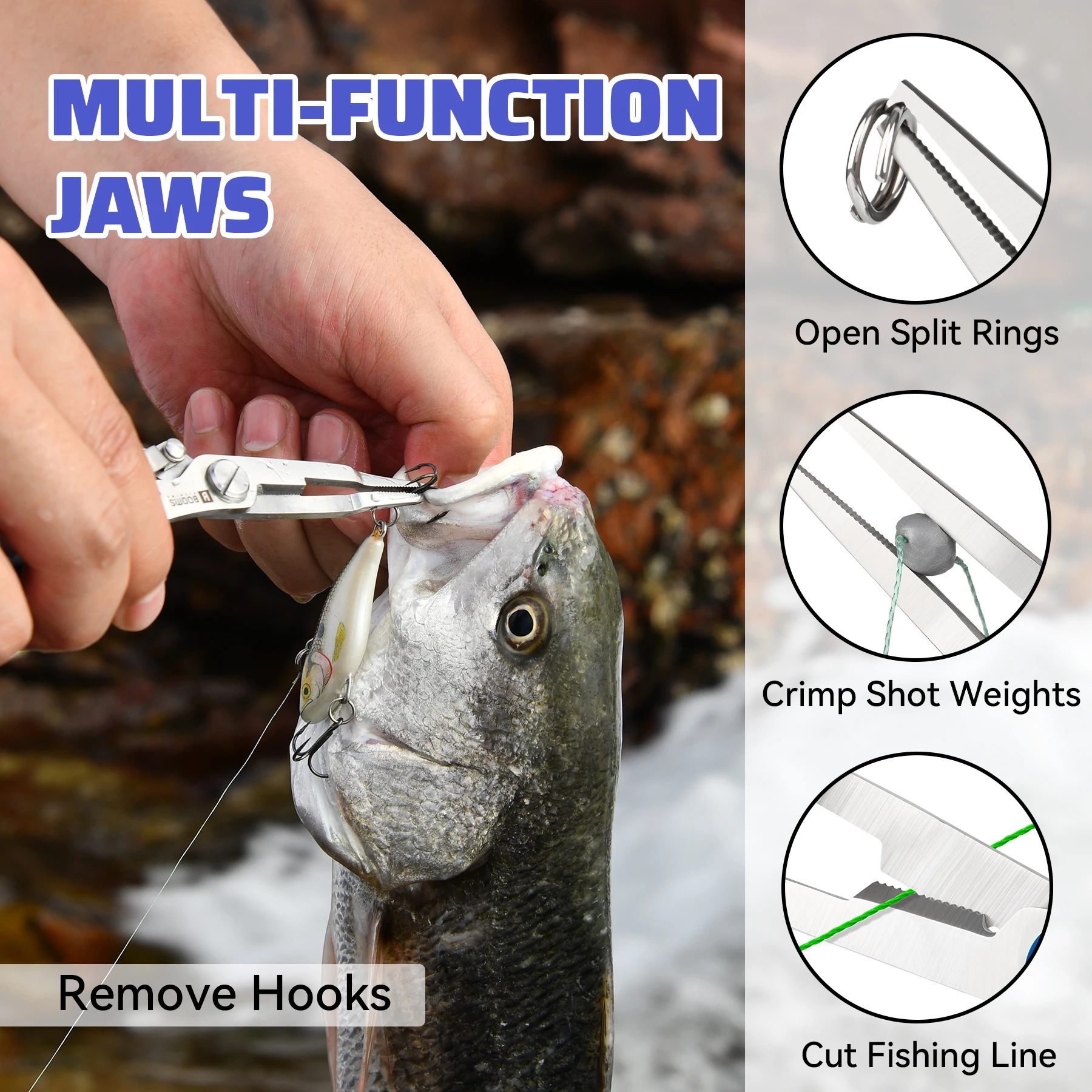 Booms Fishing-removedor de anzuelos de 24cm, alicates de pesca de 17cm, pinza de pescado de 24cm y tijeras de pesca pequeñas, juego de herramientas de aparejos de pesca - imagen 5