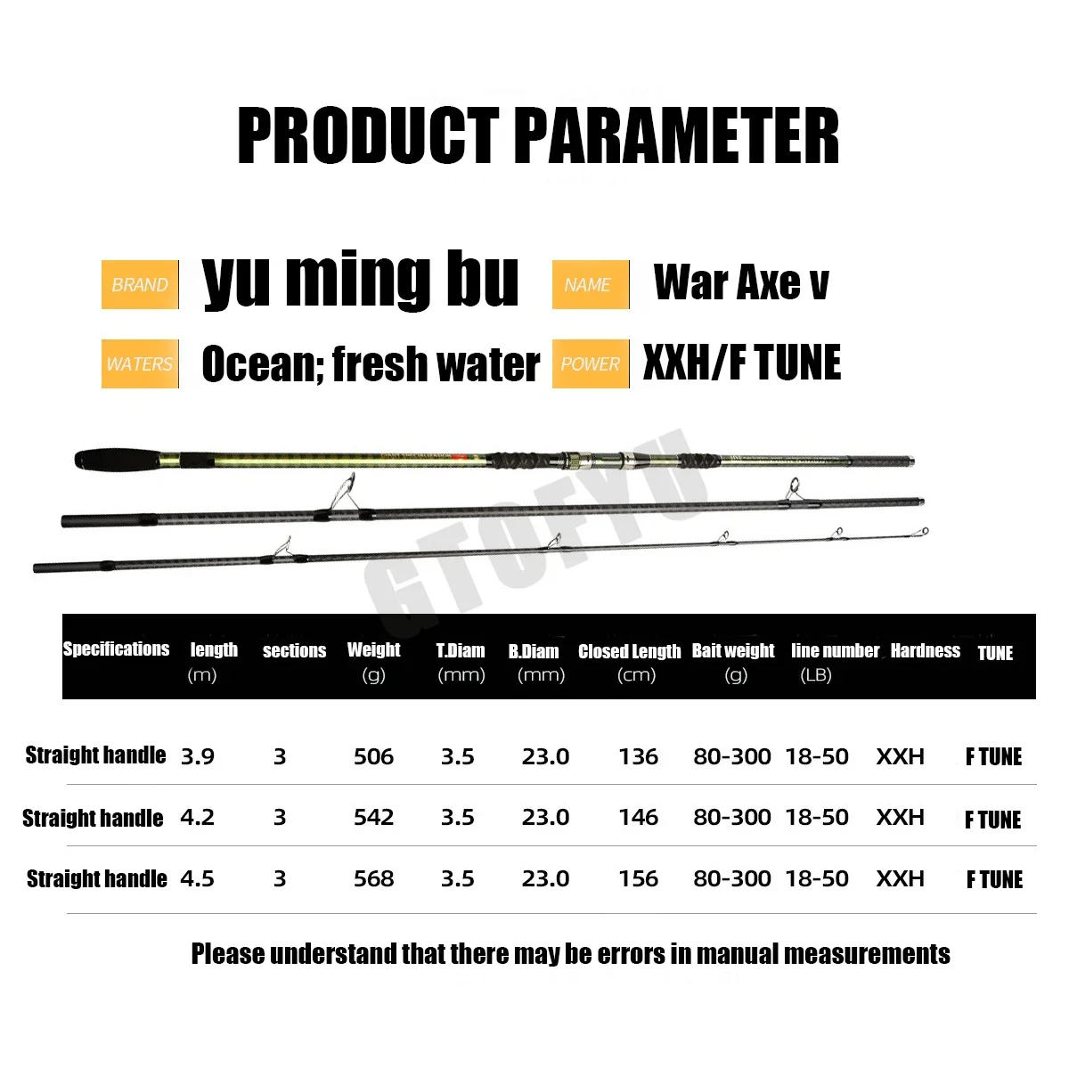 Caña de pescar de carpa de 4,2/3,9 m, 50lb, 3 secciones, asiento de carrete FUJI, 40t, fibra de carbono, lanzamiento de viaje, 80-300g, caña giratoria de fundición a tierra - imagen 5