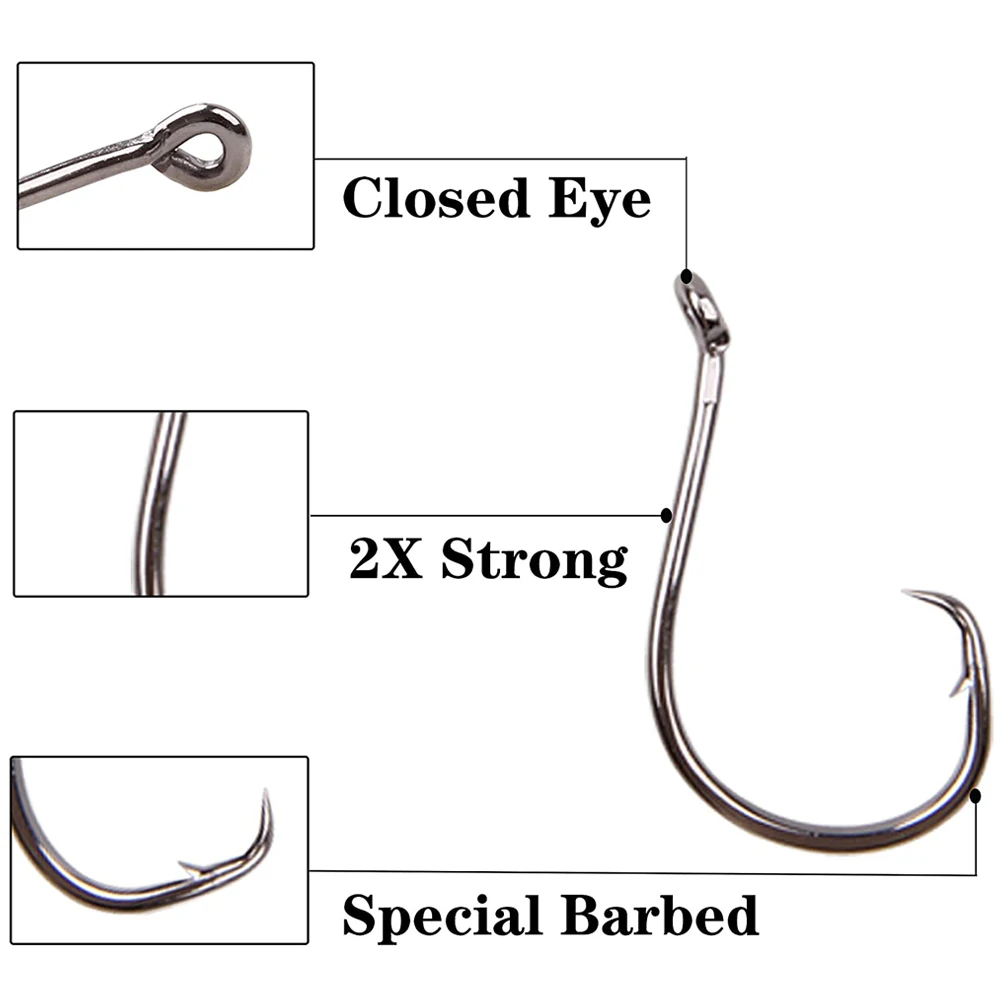 Kit de anzuelos circulares de pesca, 170 unids/caja, pulpo, cebo, anzuelos de compensación de gran espacio, plomo para morder abierto, trucha lubina - imagen 3