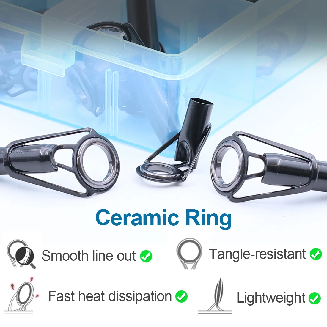 FishTrip 5 uds guías de caña de pescar Kit de reparación superior de punta anillo de cerámica de acero inoxidable 1,8mm ~ 8,0mm reemplazo de construcción de caña de pescar - imagen 4