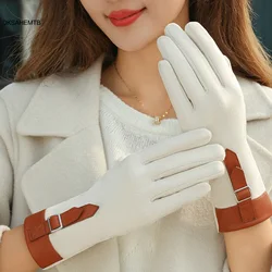 Guantes cálidos para ciclismo de invierno para mujer, guantes gruesos de felpa con dedos completos para pantalla táctil, ciclismo, esquí, viajes, mitones a prueba de viento