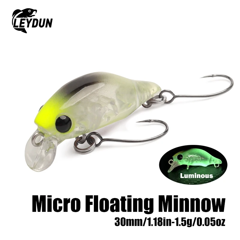 Leydun-señuelos de pesca con superficie marioneta, pececillo, 30mm, 1,5g, flotante, poco profundo, Crankbait, Swimbaits artificiales, aparejos