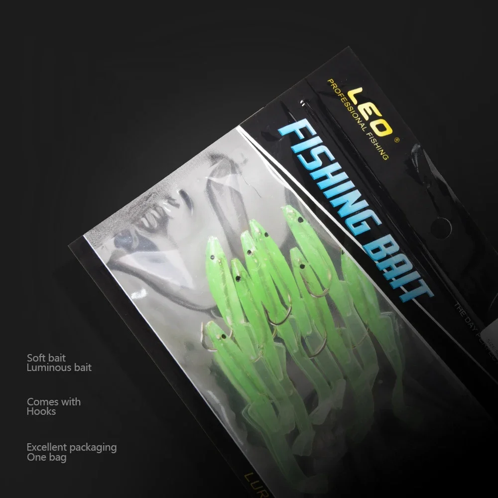 4/5/6/8/10 Uds cebo luminoso con anzuelo Luya cebo suave Crankbait Pesca de silicona viene con anzuelo aparejos de cebo señuelo de Pesca de carpa - imagen 4