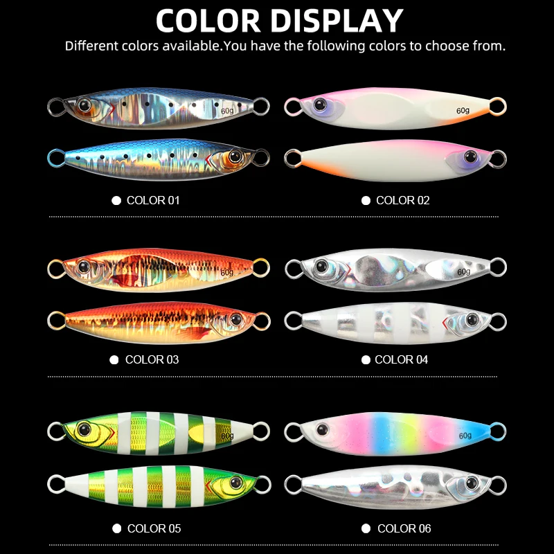 Plantilla de Metal de trabajo mágico, plantilla de pesca de lubina dura, cebo Artificial, plantillas de pesca de mar, 20g, 30g, 40g, 60g, 1 Uds. - imagen 5