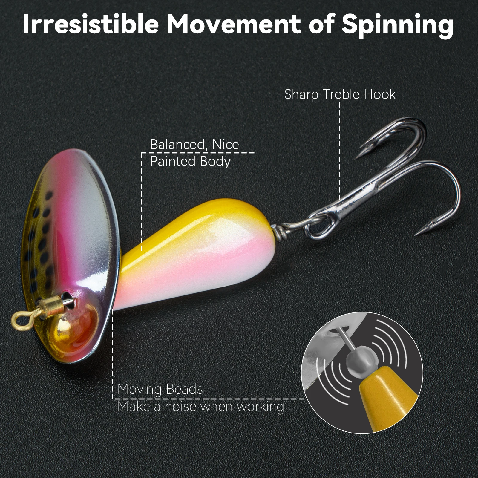 5 uds cuchara giratoria cebo de Metal señuelo de pesca para lubina trucha perca Pike 2,8g 4,7g 6,7g Spinner lentejuelas cebos de cuchara de tiro largo - imagen 5