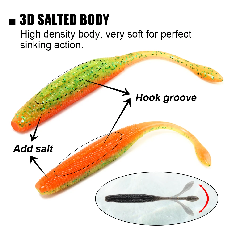 Spinpoler Stick gusano Softbait señuelo de pesca cola recta salada 75mm 90mm 110mm natación perfecta plásticos sueño Shot suave 10 Uds - imagen 4