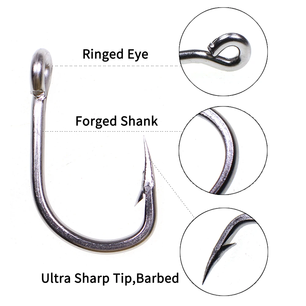 Lionriver-anzuelo grande de acero inoxidable, gancho de arrastre de calibre grueso, Pesca de Mar pesado, 4/0 - 10/0 - imagen 4