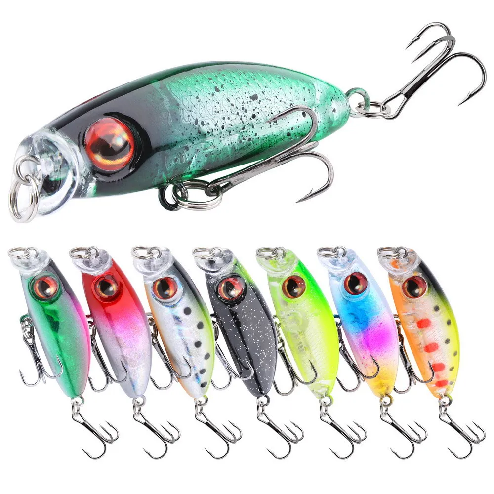 Señuelos de pesca Mini Minnow de 41MM y 2,9G, lubina biónica, cebo de hundimiento lento, Wobbler, ojos de pez 3D, señuelo de pesca duro, señuelos de cebo de manivela - imagen 2