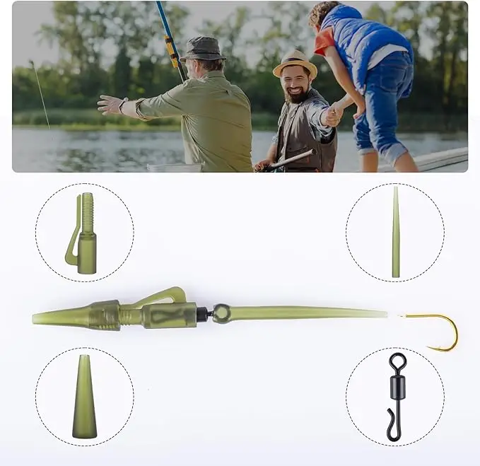 Goture 60 unids/set Clips de seguridad para pesca de carpa cola cono de goma manga antienredos cambio rápido giratorios aparejos giratorios de peso de pesca - imagen 3