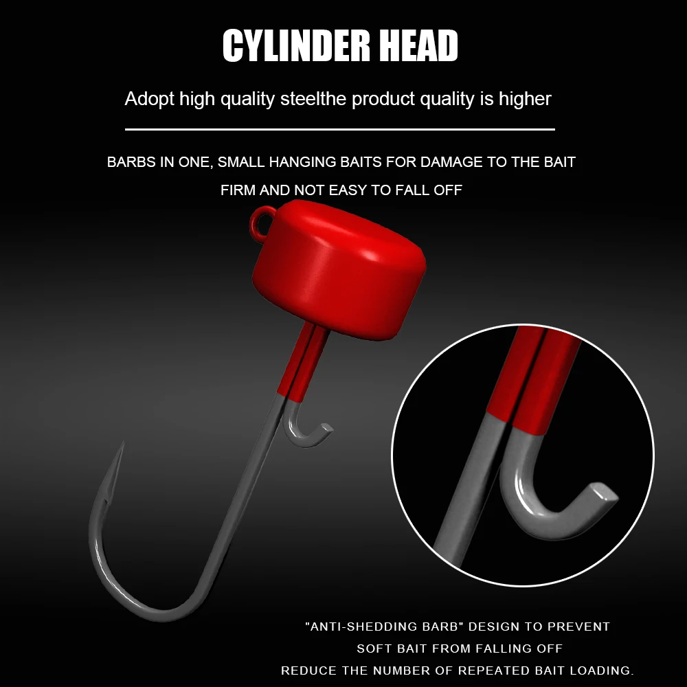 FTK 5 uds Ned anzuelo con cabeza de anzuelo 1,6g 2g 3g 4,8g 5,8g anzuelo de pesca Jigging lubina Lucio gusano suave aparejos de señuelo de pesca - imagen 5