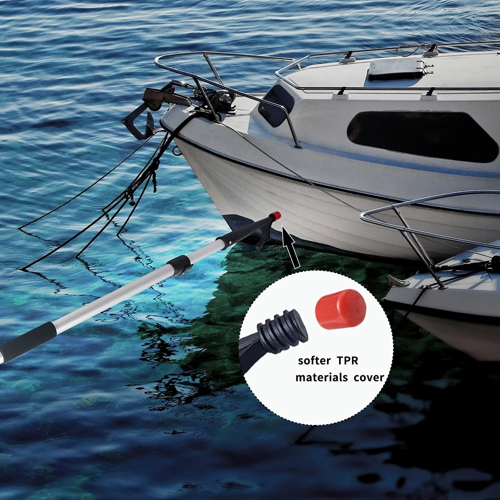 Gancho telescópico para Kayak marino, poste para acoplamiento de 47,2 pulgadas a 82,6 pulgadas, eje de aluminio anodizado, anillo de bloqueo de punta de PC - imagen 5