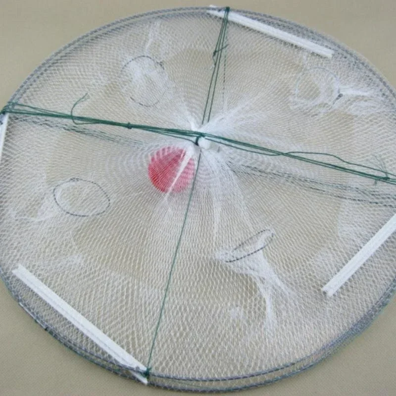 Red de pesca plegable de 2 piezas, trampa para cebo, camarón, cangrejo, 4 agujeros - imagen 3