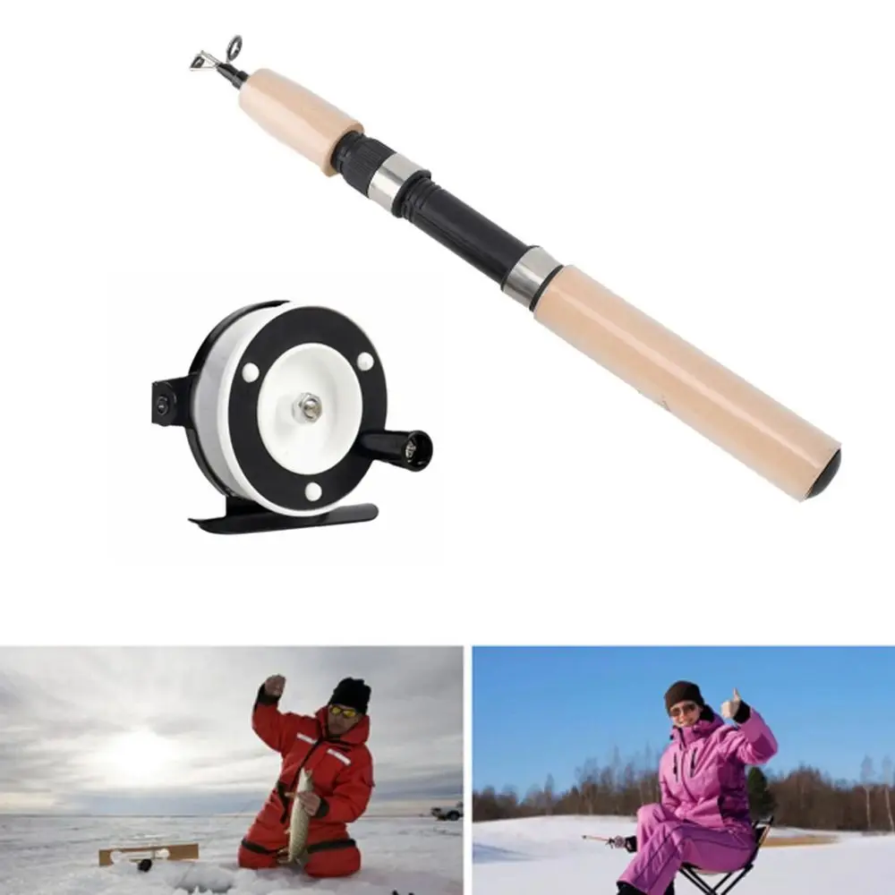 Combo de carrete de caña de pescar en hielo de fibra de vidrio, Combos de pesca en hielo giratorios ultraligeros telescópicos con carrete, Kit de caña de pescar en hielo de 65/75cm - imagen 5
