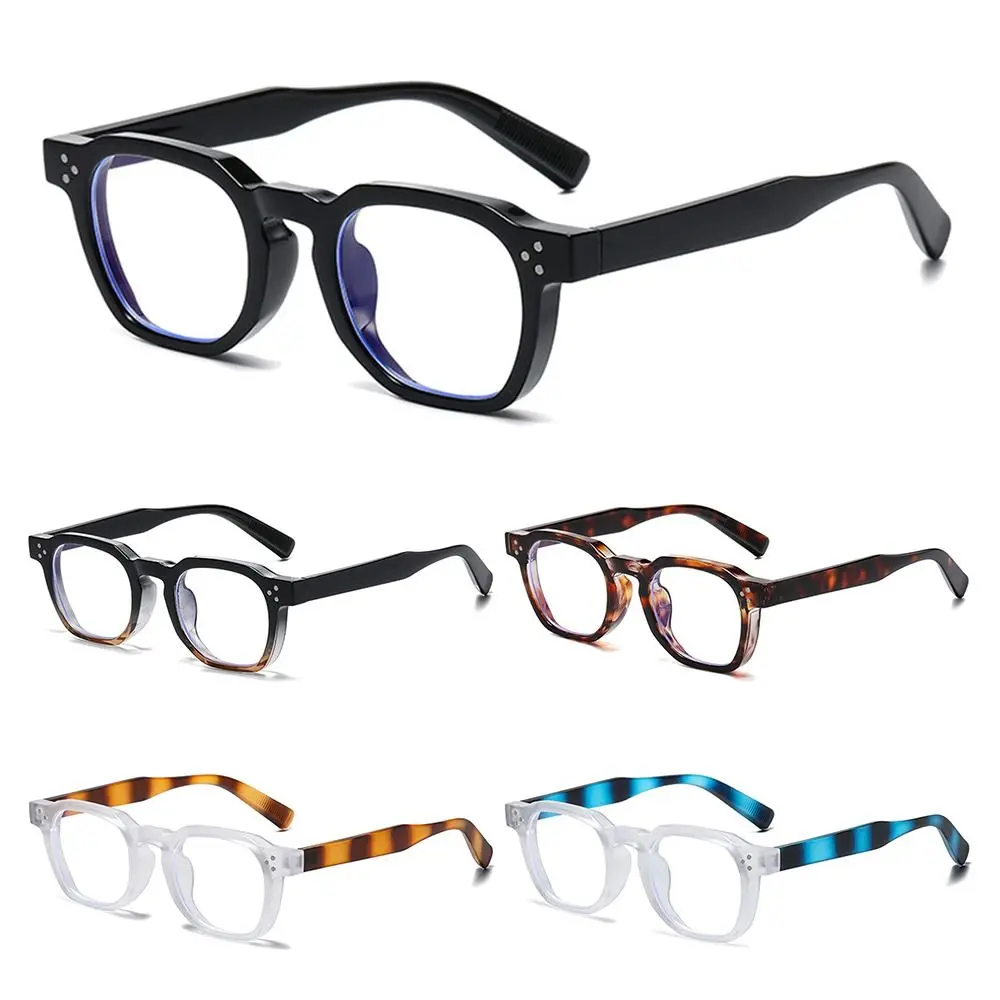 Gafas de sol con remaches redondos y patillas a rayas, protección UV, montura poligonal Retro, gafas de sol Vintage de leopardo gris - imagen 3