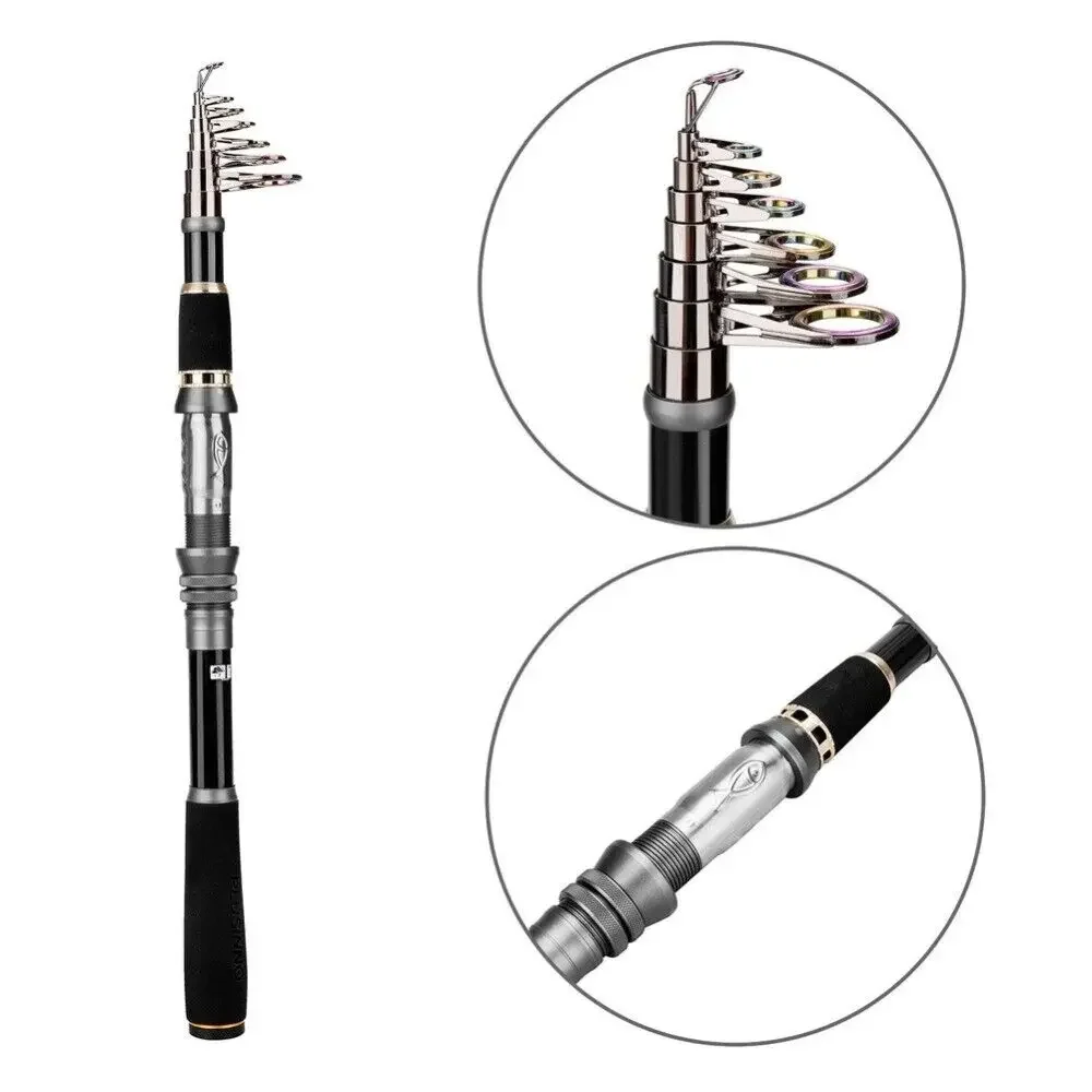 Caña de pescar caña de pescar telescópica súper dura 1,8 M 2,1 M 2,4 M 2,7 M 3,0 M 3,3 M caña de pescar de fibra de carbono - imagen 3
