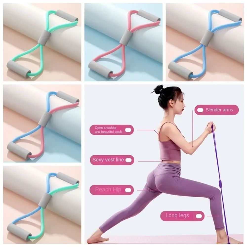 Cinta elástica Banda de resistencia para yoga Expansor de pecho 8 formas Yoga Pilates Banda elástica Crossfit Ejercicio Color sólido